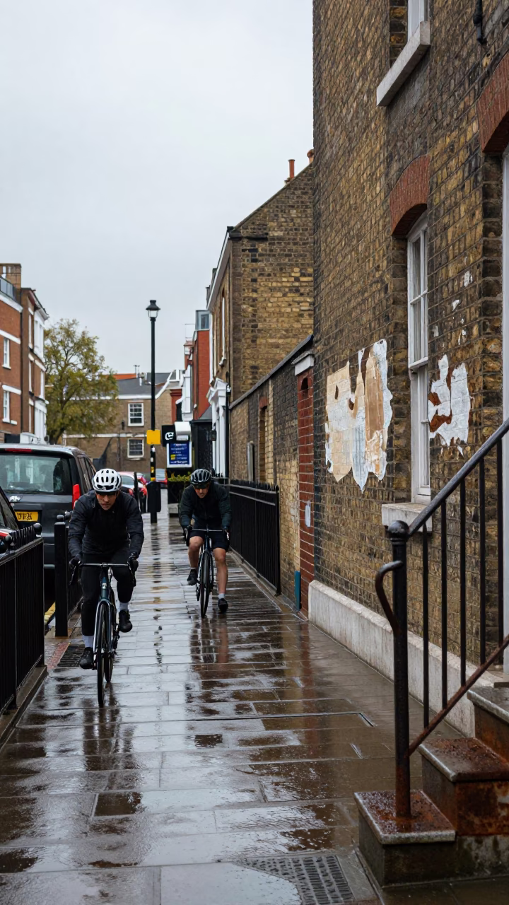Cyclist Paused in London in in London, United Kingdom