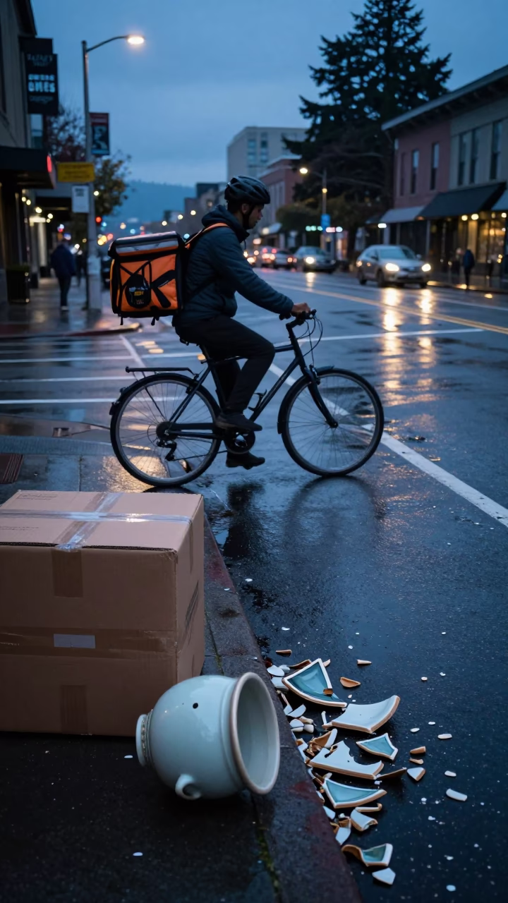 Cyclist Paused in Seattle in in Seattle, Washington, United States