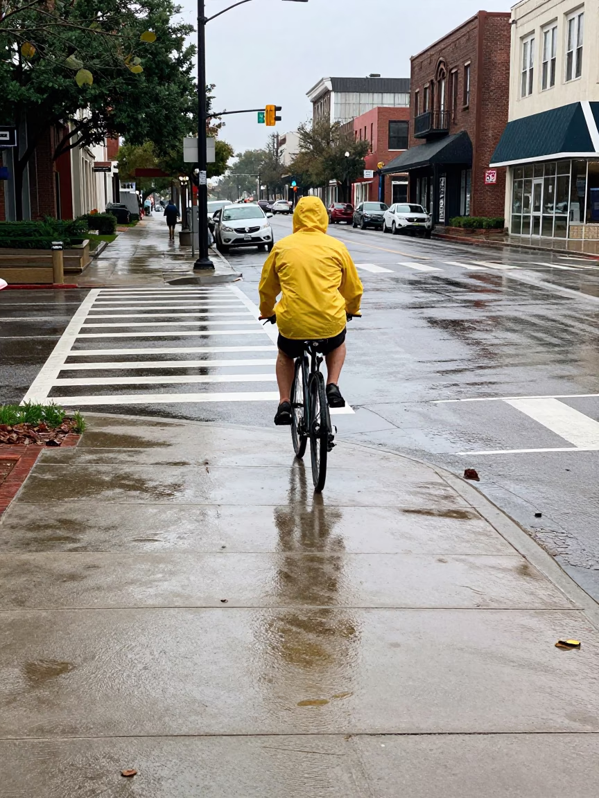 Cyclist Pausing in Austin in in Austin, Texas, United States