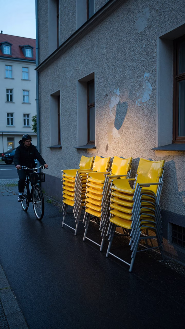 Cyclist Pausing in Berlin in in Berlin, Germany