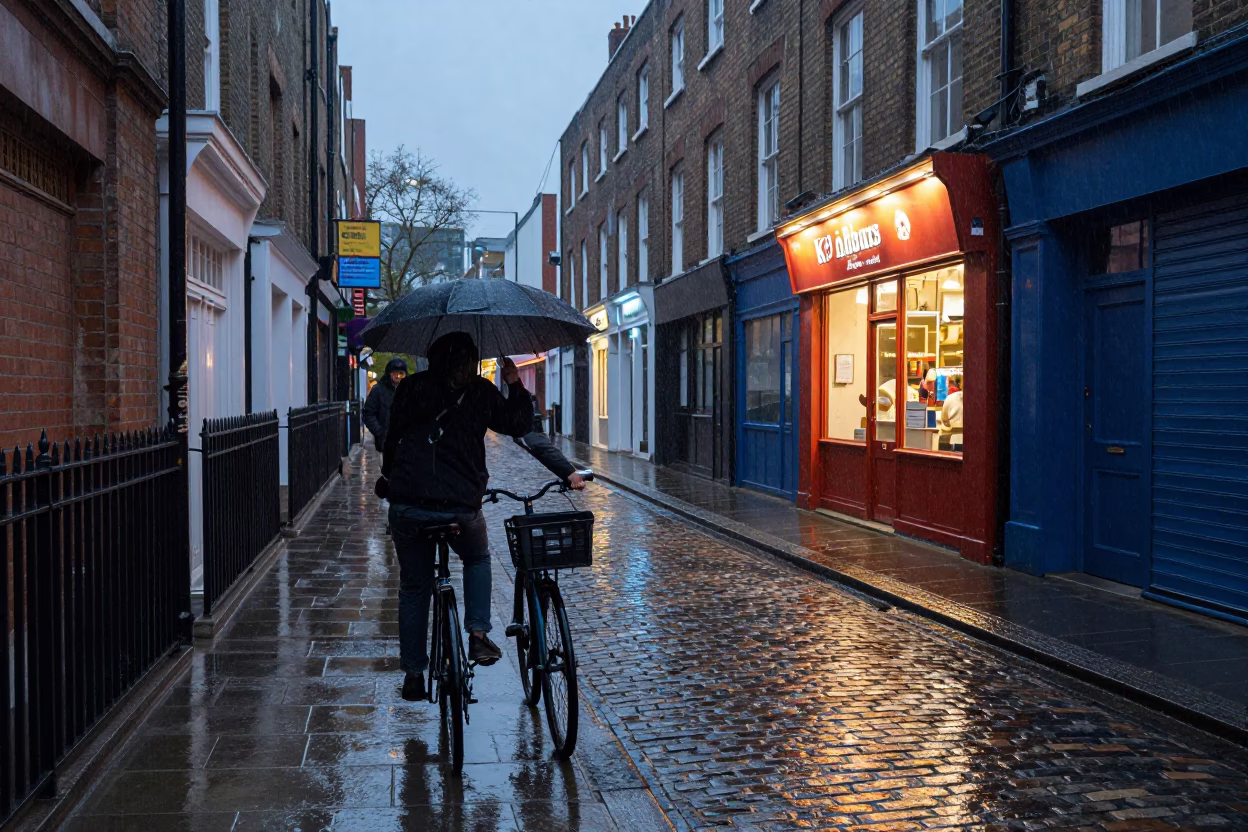 Cyclist Pausing in London in in London, United Kingdom