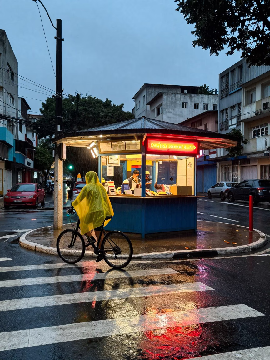 Cyclist Waiting in São Paulo in in São Paulo, Brazil