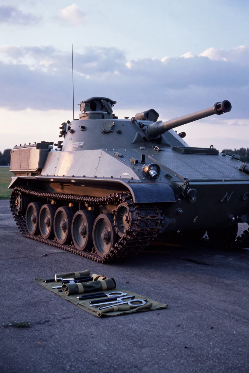 Czech Convoy Maintenance at Dawn in beside a convoy halt on open ground in Czech Republic