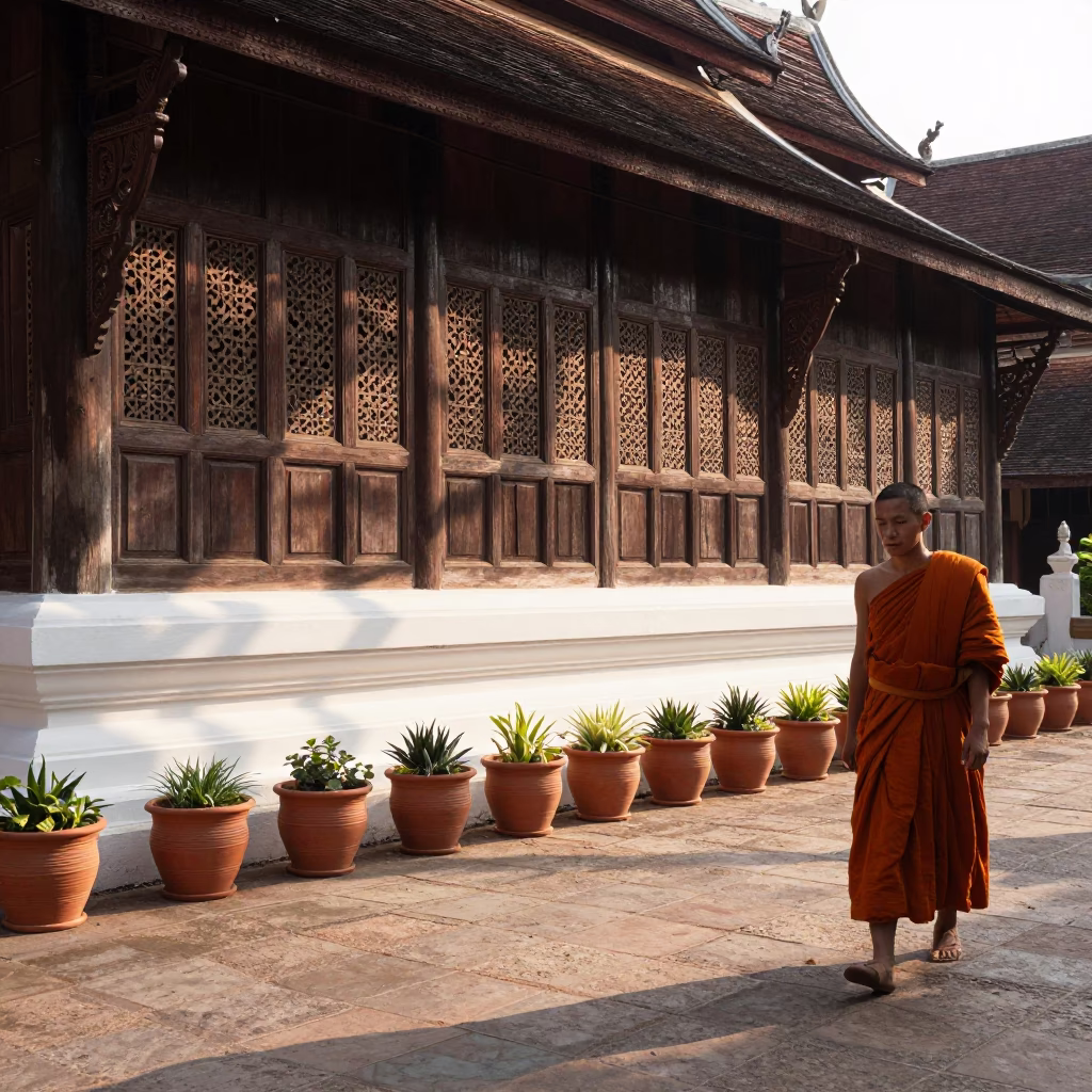 Daily Life in Chiang Mai at As First Light Reaches The Scene in in Chiang Mai, Thailand