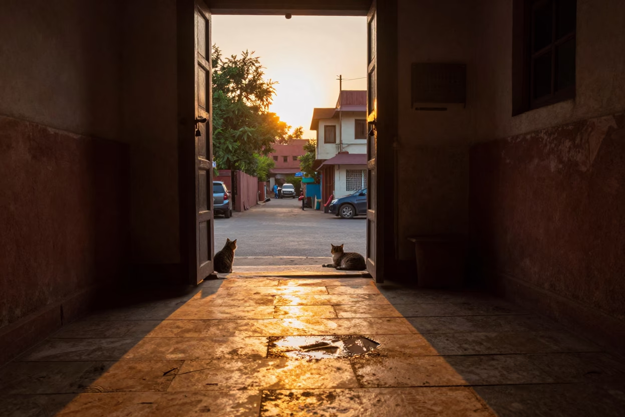 Daily Life in Delhi at Sunset Light in in Delhi, India