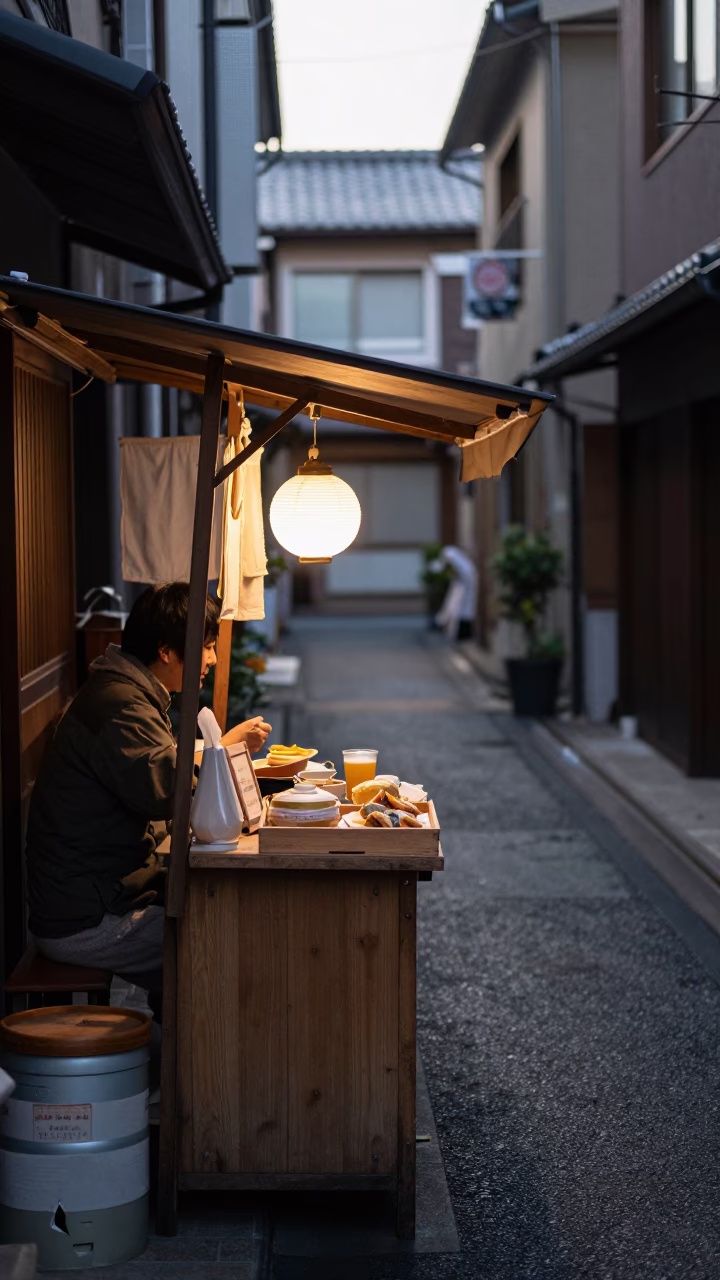 Daily Life in Tokyo at As First Light Reaches The Scene in in Tokyo, Japan
