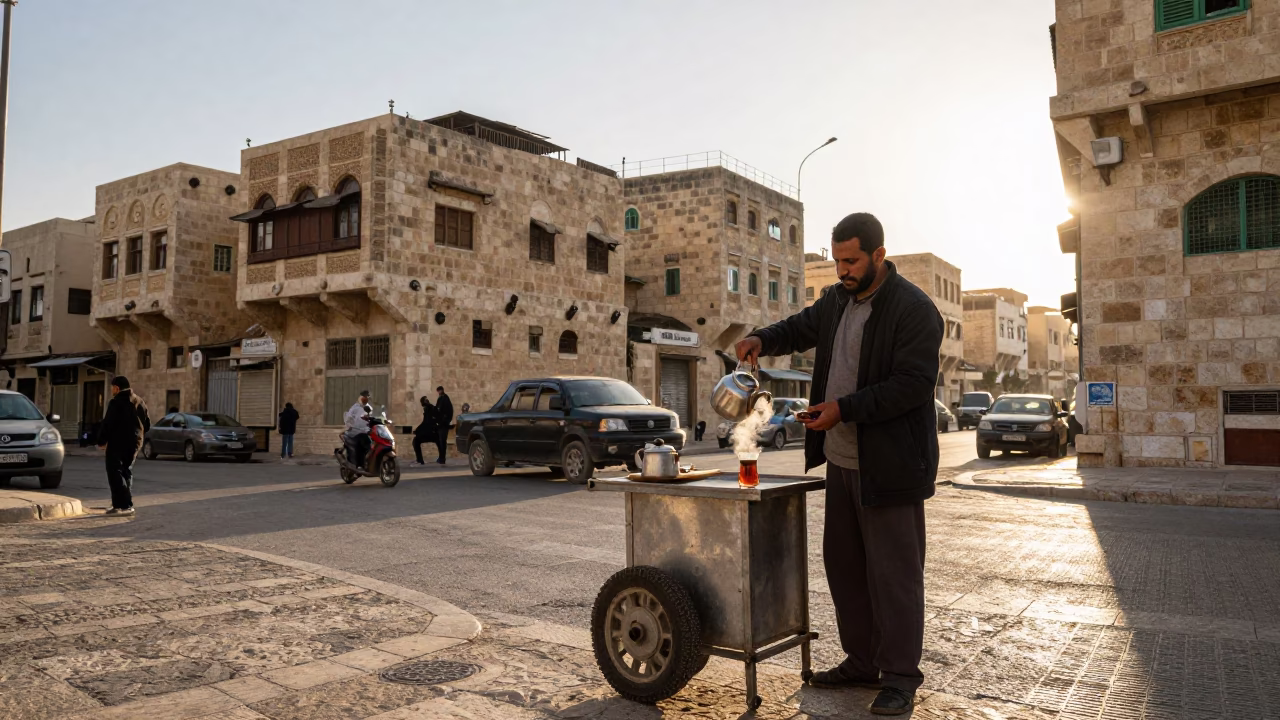 Daily Life just after sunrise in Amman in in Amman, Jordan