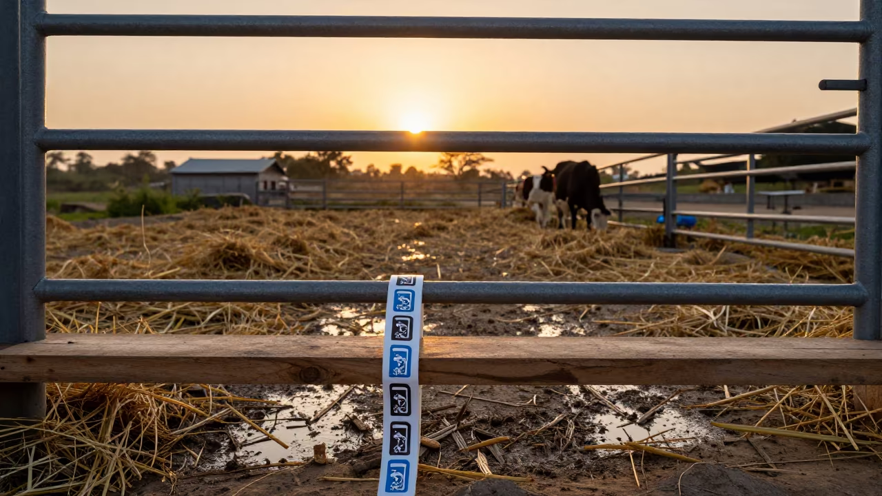 Dairy Liner Roll by Himachal Gate at Sunset in beside a pasture gate in Himachal Pradesh