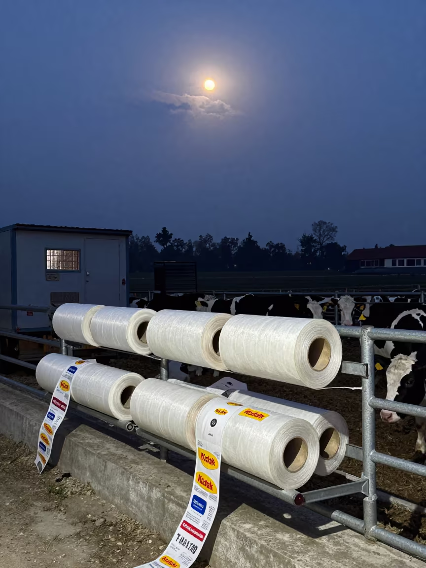 Dairy Liner Roll in Predawn Nepal Feedlot in along a feedlot lane in Nepal