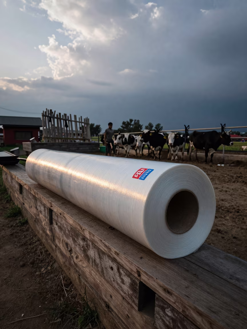 Dairy Liner Sticker Roll Twilight Nepal Windbreak in near a windbreak and water trough in Nepal