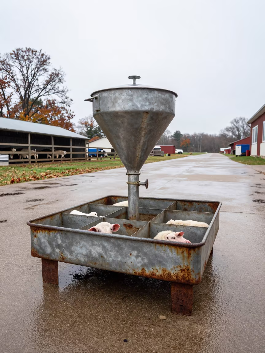 Dairy Swine Poultry Sheep Refill Tray in Connecticut in along a feedlot lane in Connecticut