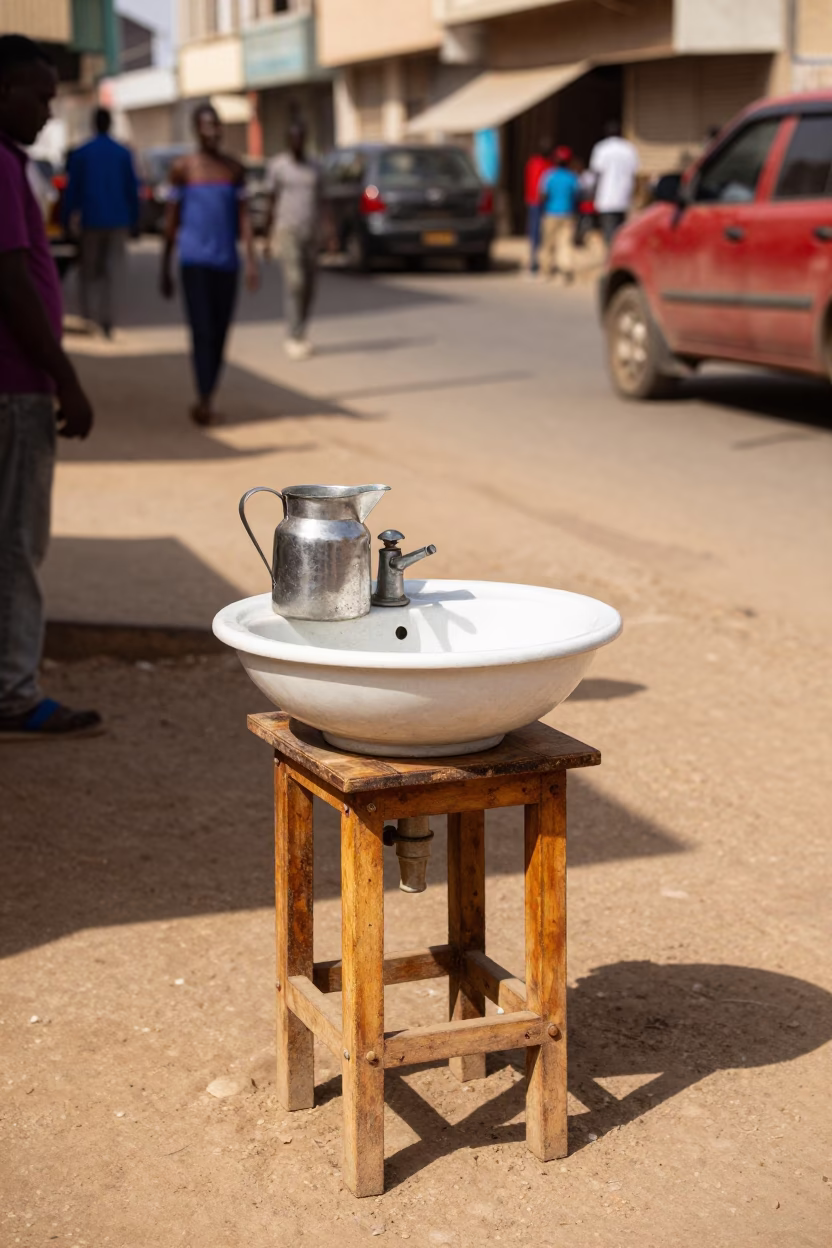 Dakar Senegal Early Afternoon Street Scene with Rust and Porcelain Details in in Dakar, Senegal