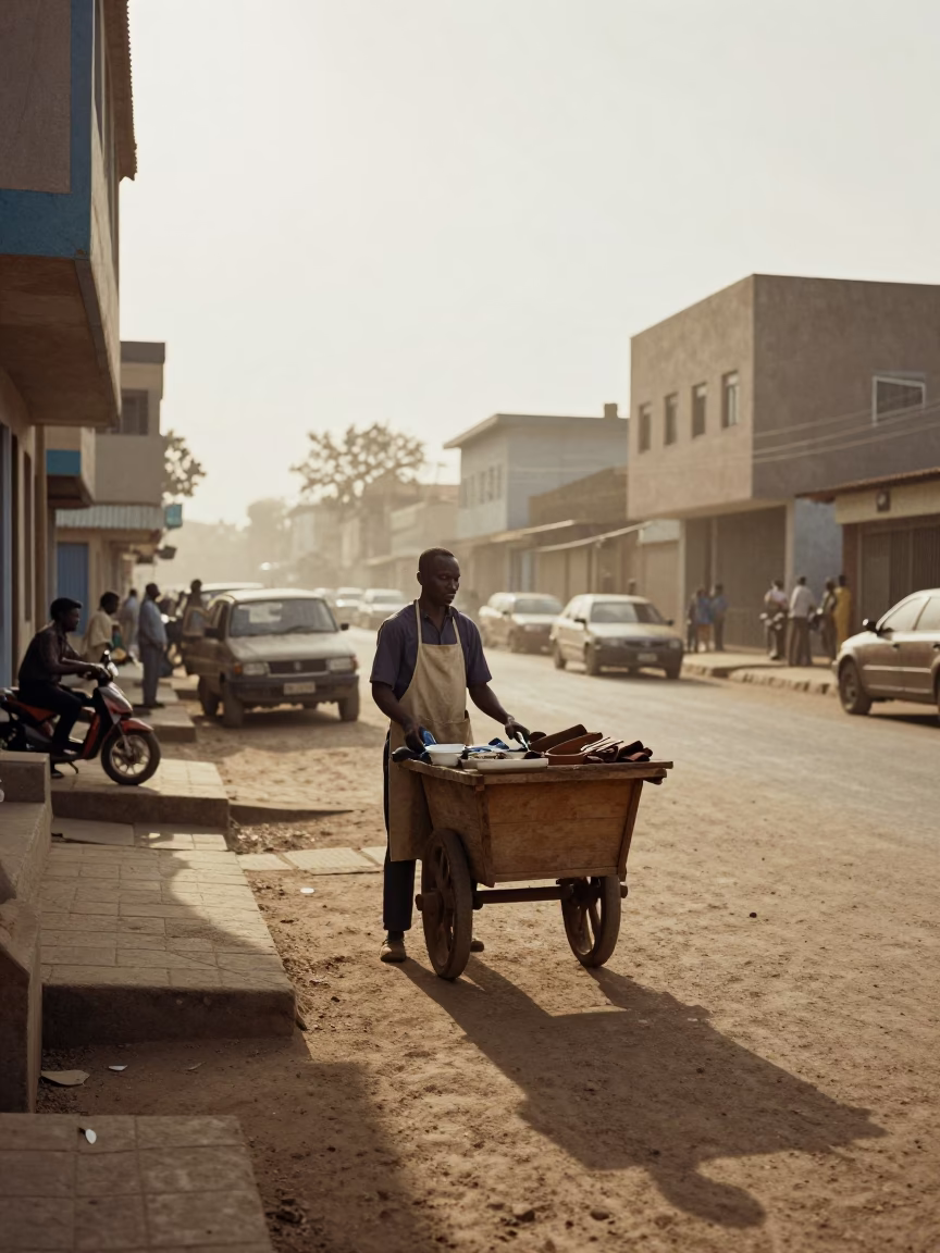 Dakar Senegal First Light Street Scene with Apron and Urban Life in in Dakar, Senegal