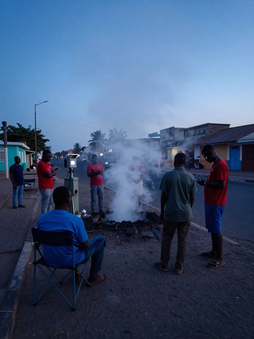 Dakar Senegal Nautical Dawn Street Scene with Folding Chair and Volcanology Instruments in in Dakar, Senegal