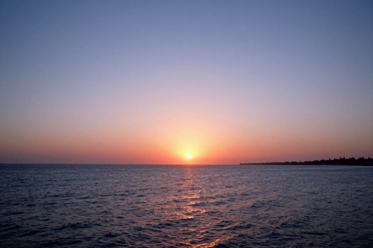 Dakar Senegal Sunset Horizon View of Atlantic Ocean and Coastal Cityscape in in Dakar, Senegal