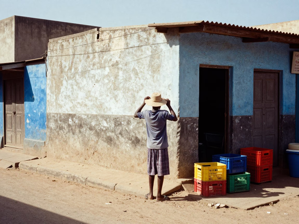Dakar Street Scene at Late Morning Light in in Dakar, Senegal