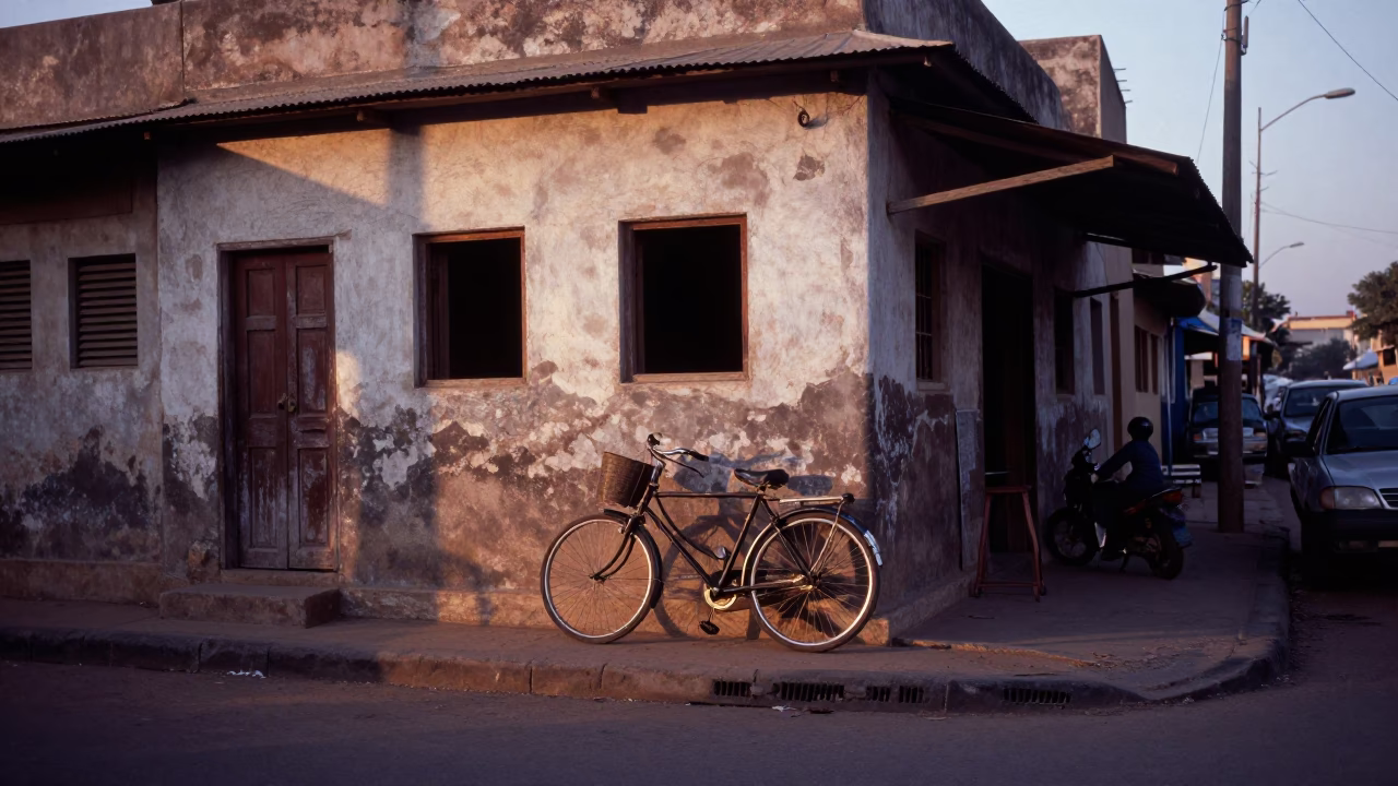 Dakar Street Scene at Sunrise Light in in Dakar, Senegal