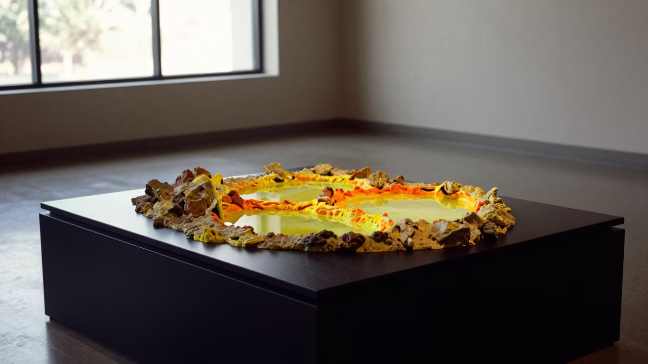 Dallol Acid Pool Model on Museum Plinth in on a museum plinth in Krabi