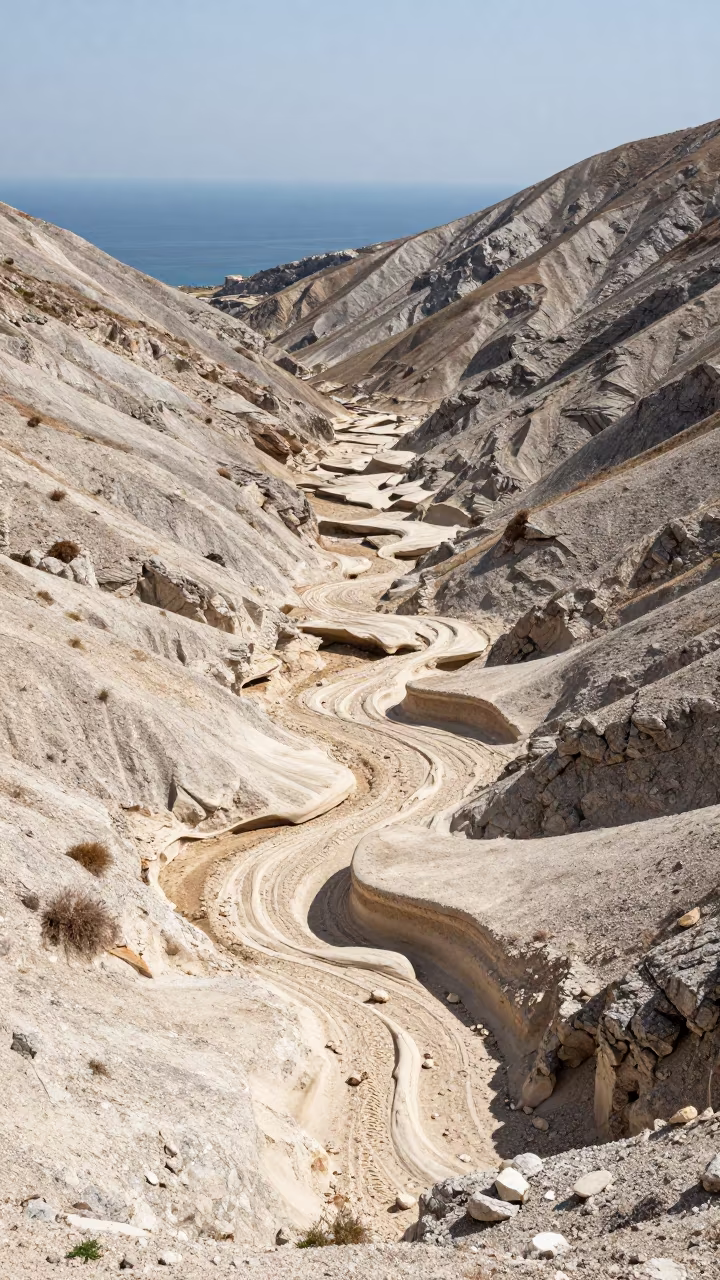 Dalmatian Barrier Beach Overwash Fans Noon Light in across a wide valley floor in Dalmatia