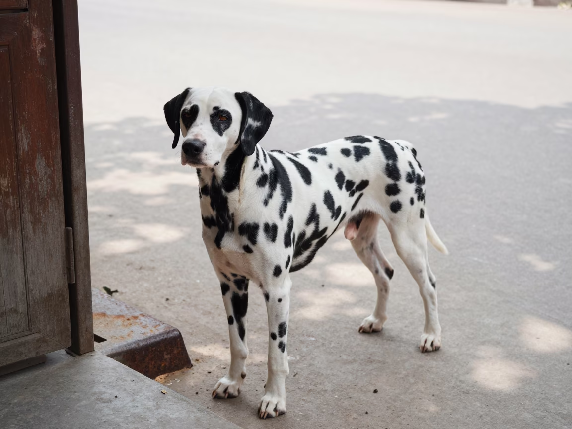 Dalmatian in Brahmanbaria Park Shade in along a quiet park path with soft open shade and a clean background in Brahmanbaria