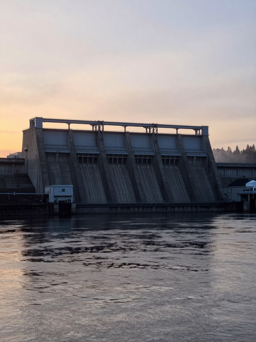 Dam Powerhouse And Penstock Lines in Portland in in Portland, Oregon, United States