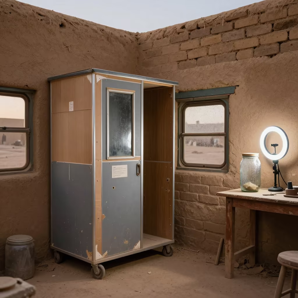 Damaged Booth Train Goldsmith Workshop in inside a goldsmith workshop behind the market lane in Nouakchott