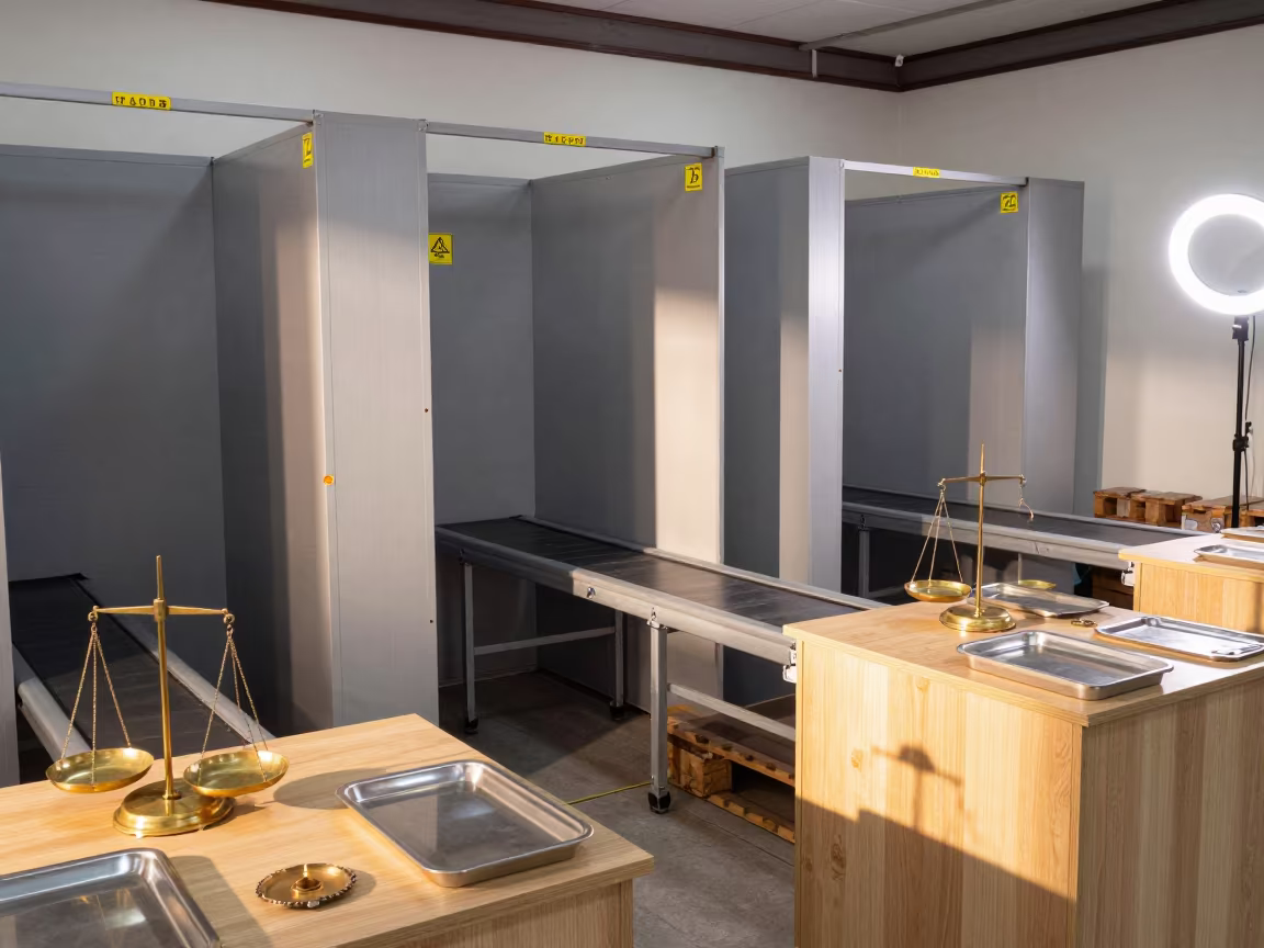 Damaged Photo Booth Cartons in Bialystok Stall in inside a jeweler's stall with brass scales and trays in Białystok