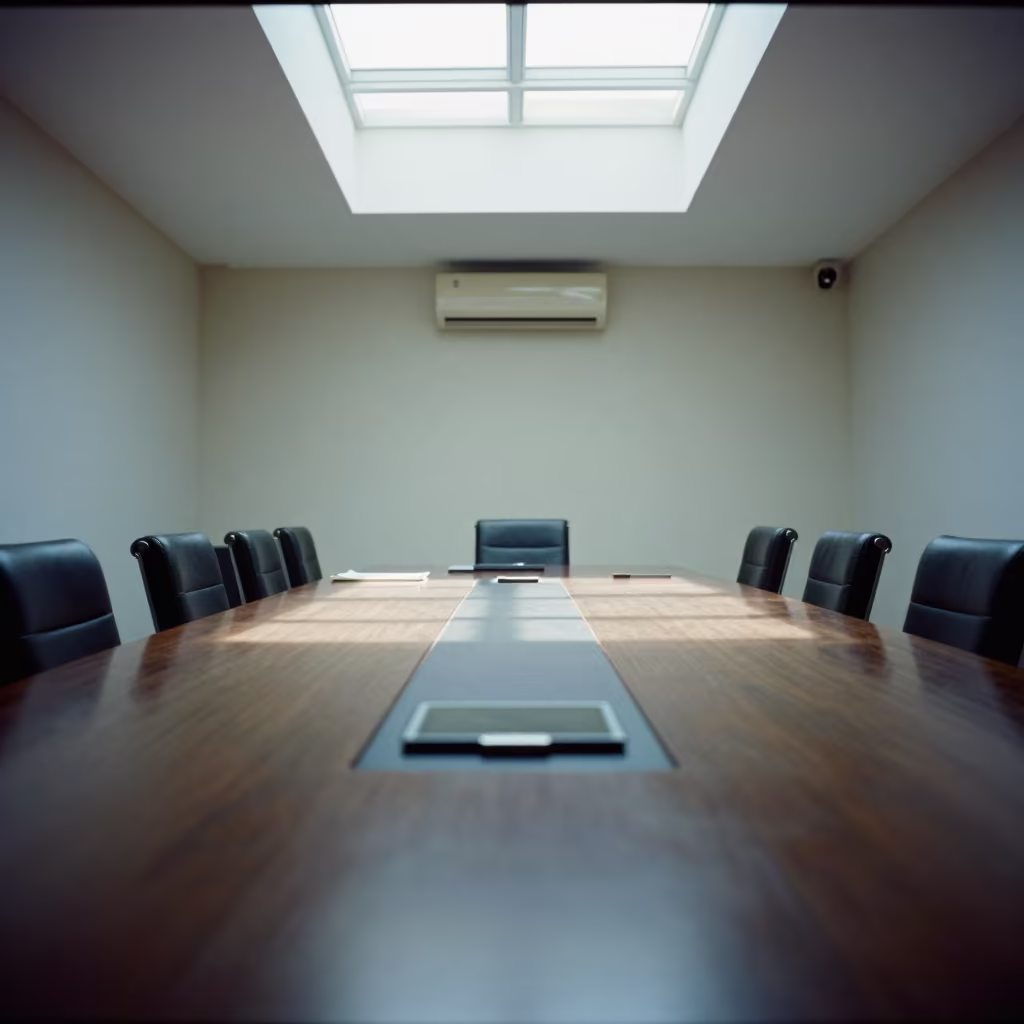 Damascus Conference Room Tablet Dock Noon Light in inside a conference room in Damascus