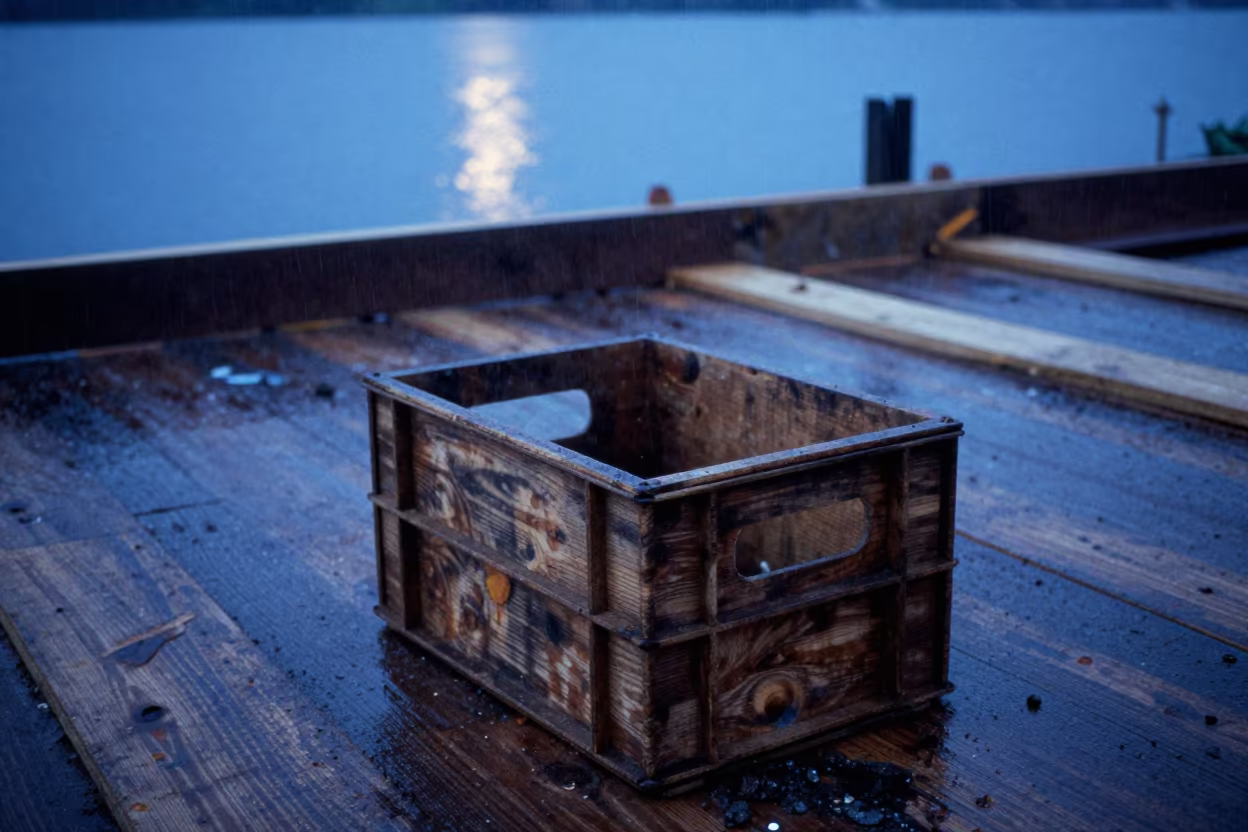 Damp Dust on Construction Deck at Blue Hour in on an active construction deck in Papua