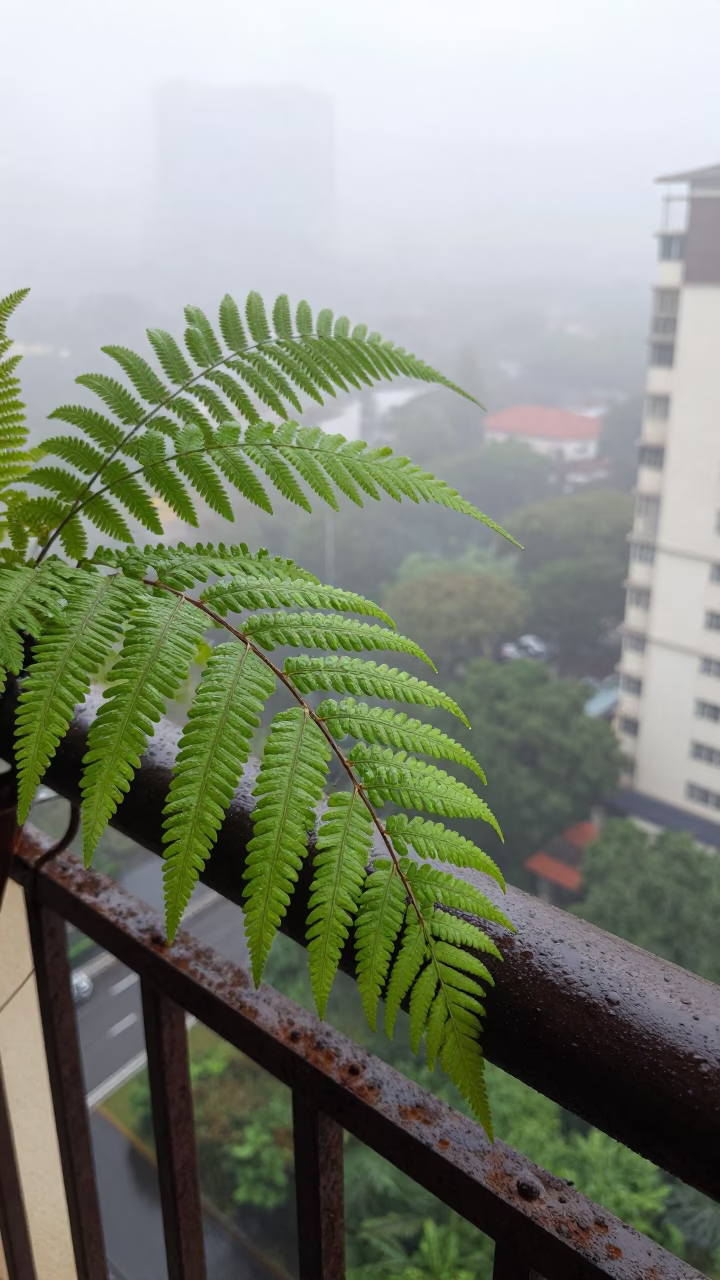 Damp Fern Fronds in Surabaya in in Surabaya, Indonesia