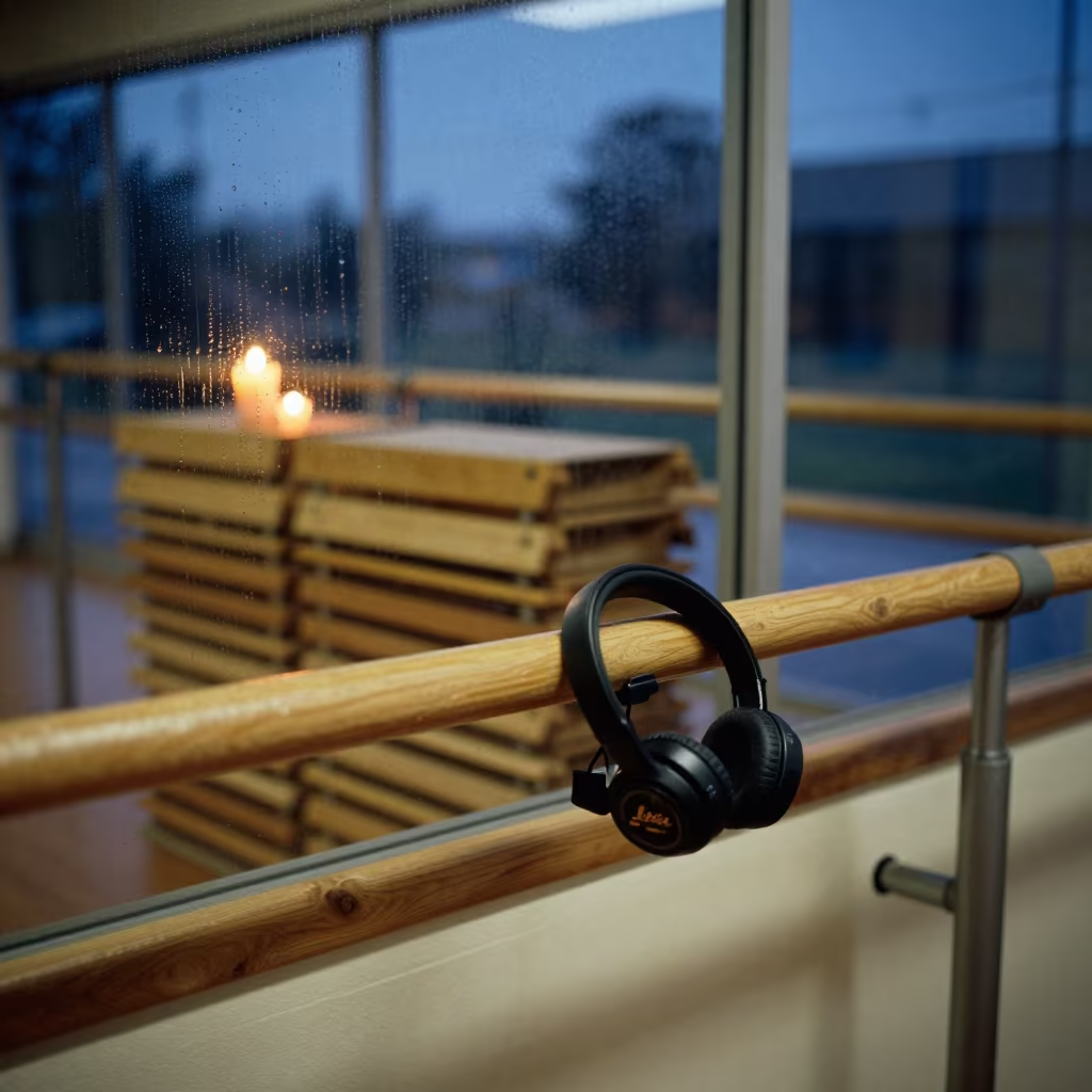 Dance Cardio Headset Dock in Barre Room in inside a barre room under soft morning light near Francistown
