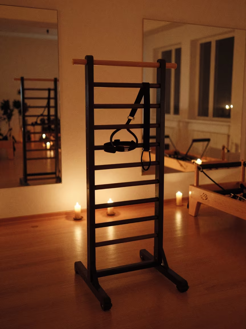 Dance Cardio Headset Docked in Winter Studio in inside a reformer studio with straps laid straight in Antalya