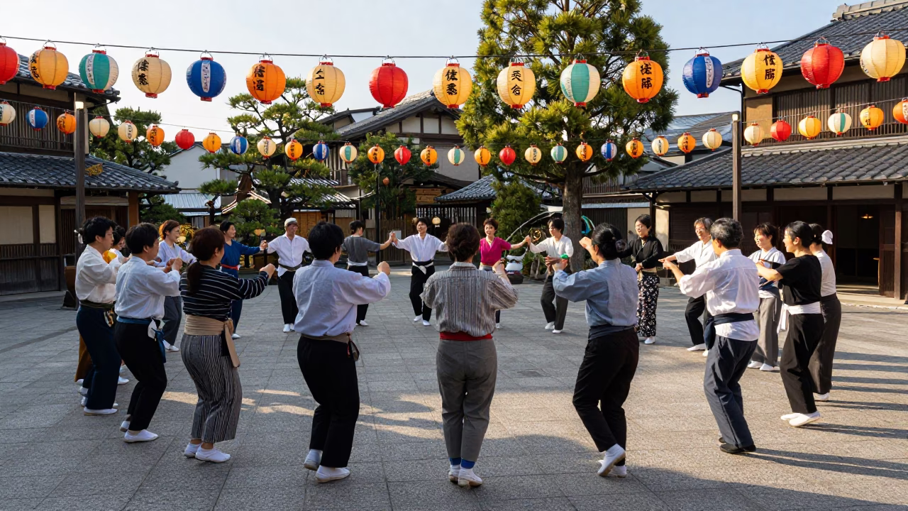 Dance Circle in Fukuoka at Clear Late-afternoon Light in in Fukuoka, Japan