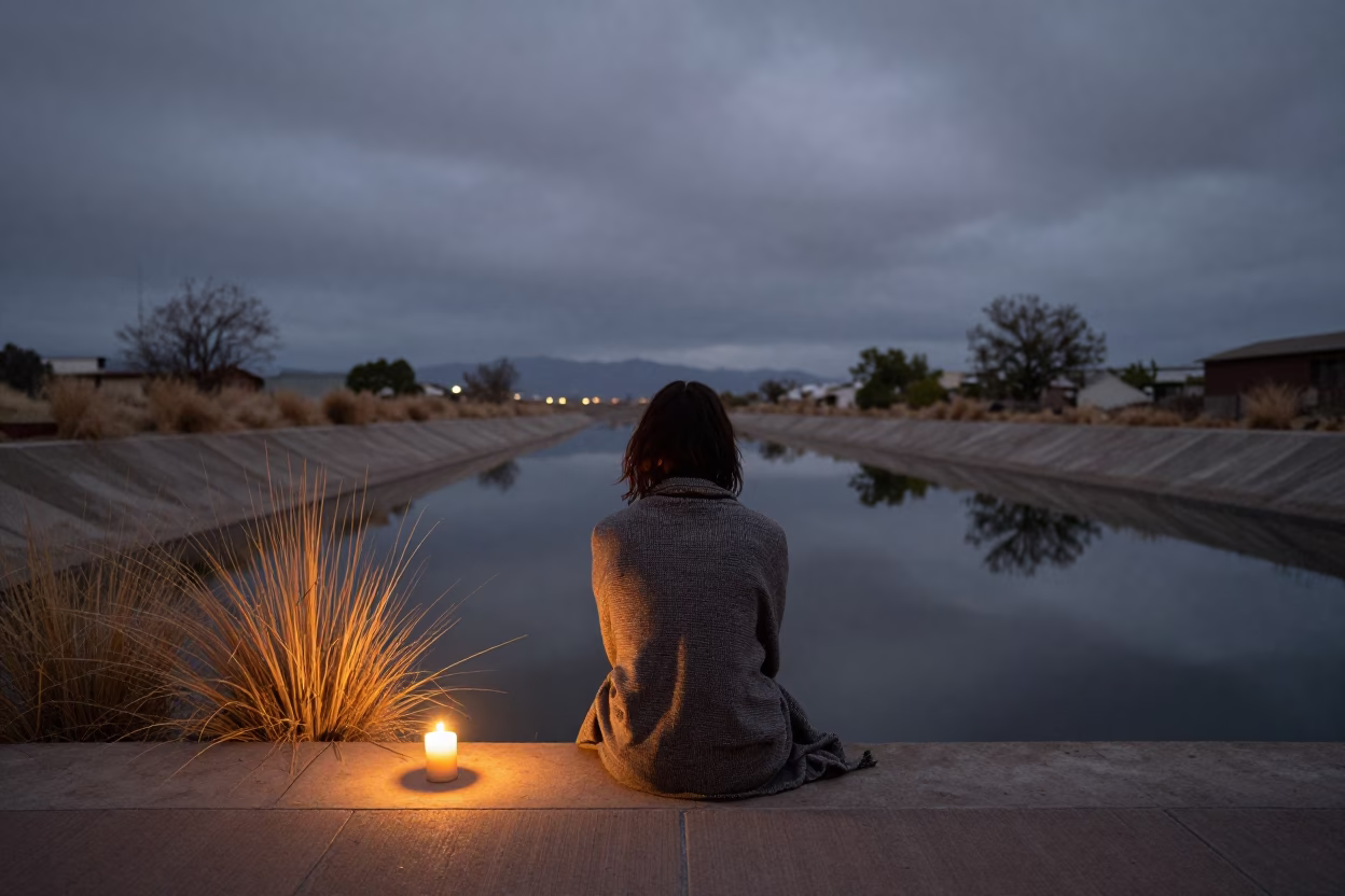 Dancer Resting Beside Tucson Canal Dawn in beside a canal in Tucson