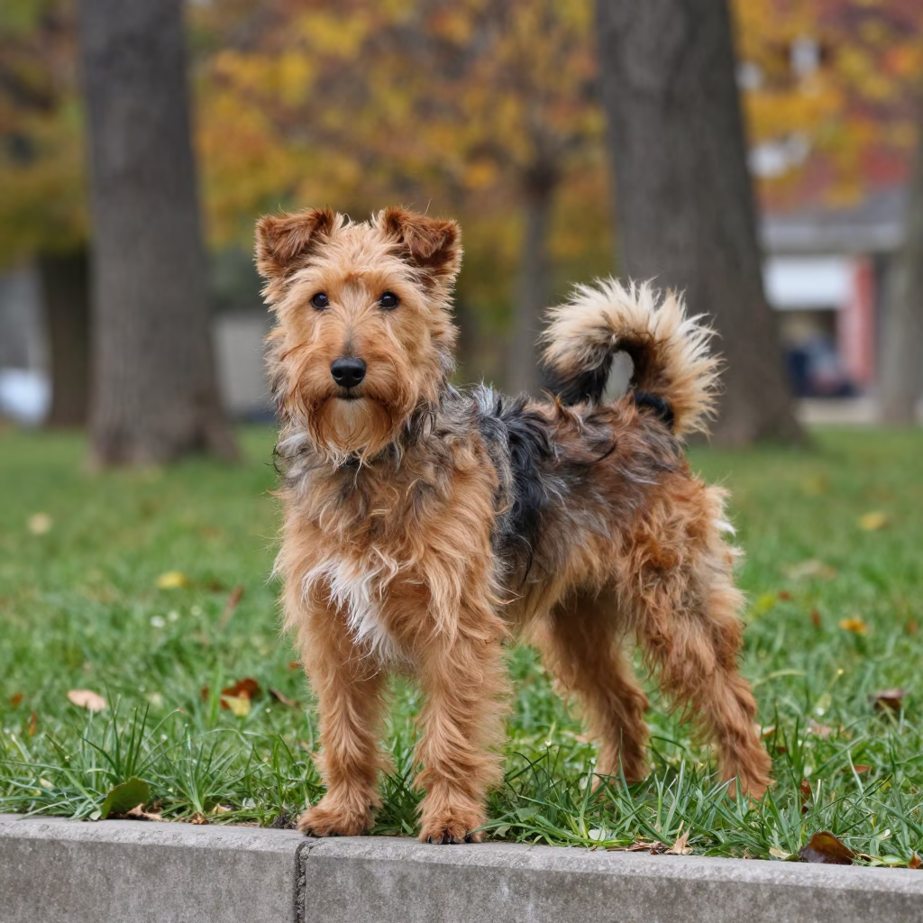 Dandie Dinmont Terrier Portrait on Quiet Düzce Path in along a quiet park path with soft open shade and a clean background in Düzce