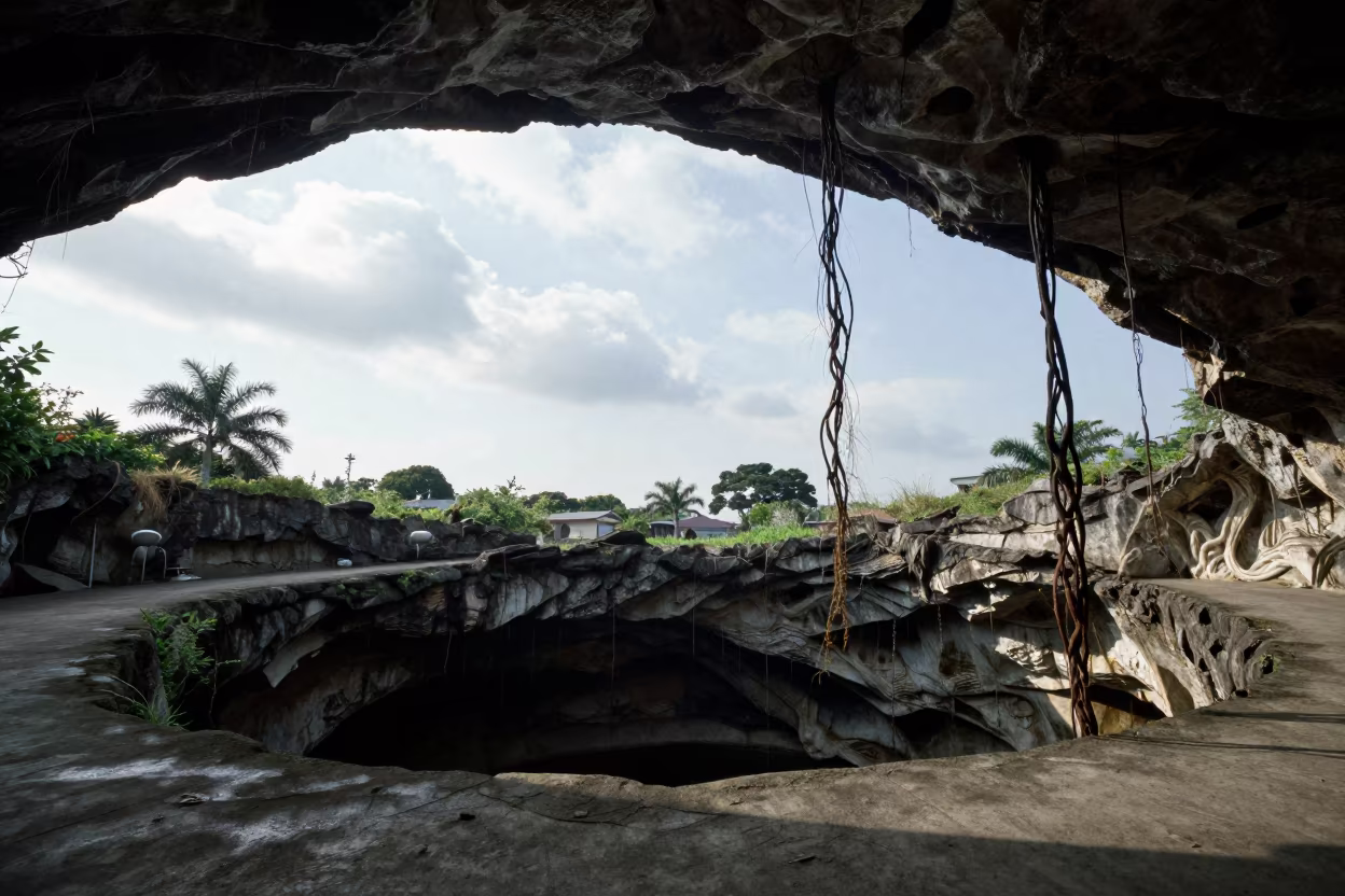 Dangling Roots Over Cenote Near Yokohama in near Yokohama