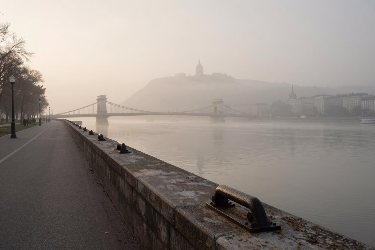 Danube Embankment in Budapest in in Budapest, Hungary