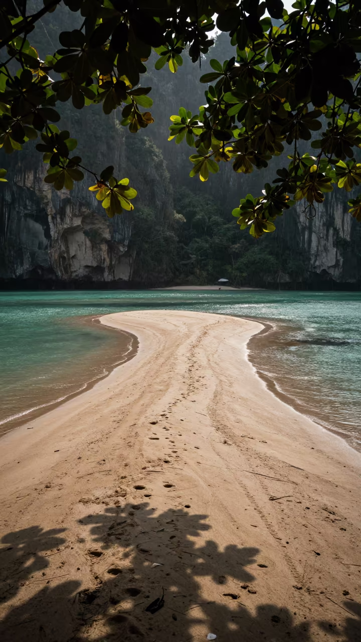 Dappled Light on Panama Sand Spit Lagoon in across a wide valley floor in Panama