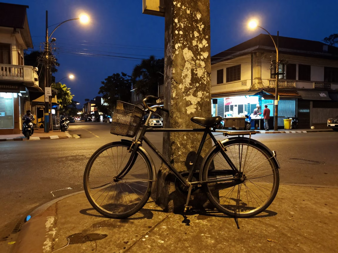 Dark Bicycle in Phnom Penh in in Phnom Penh, Cambodia