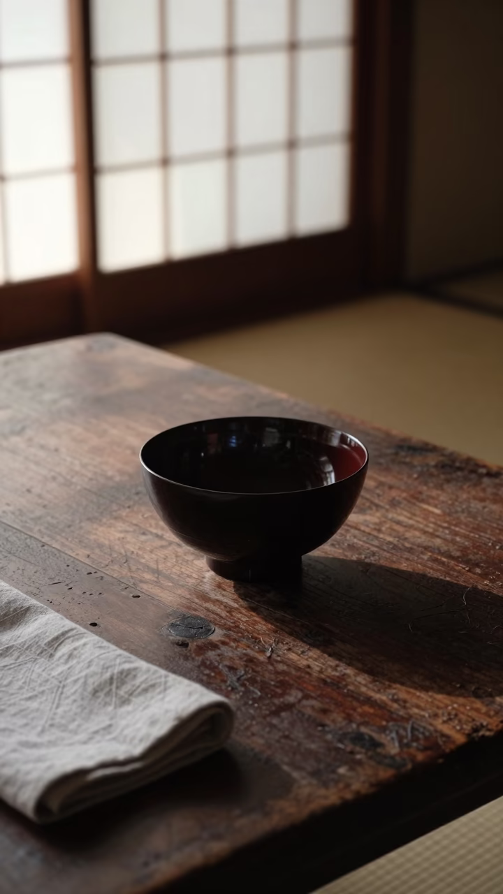 Dark Lacquer Bowl in Kyoto in in Kyoto, Japan