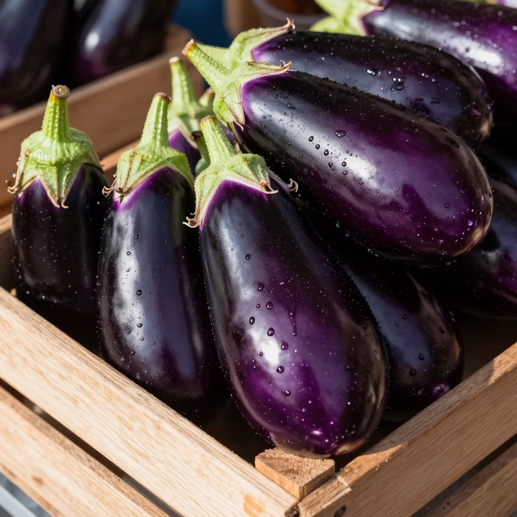 Dark Purple Eggplants in Stockholm in in Stockholm, Sweden