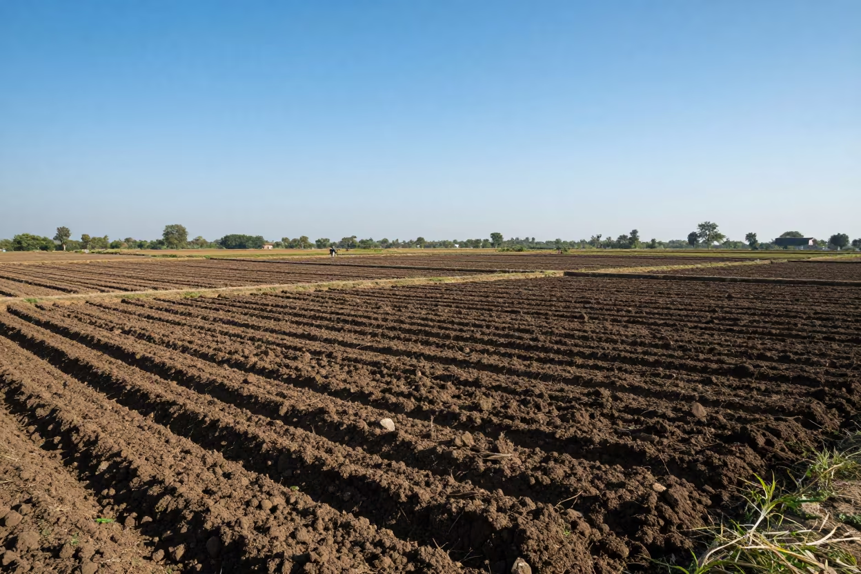 Dark Ridges in Late Summer Terraced Rice Paddies in among terraced rice paddies in Faisalabad