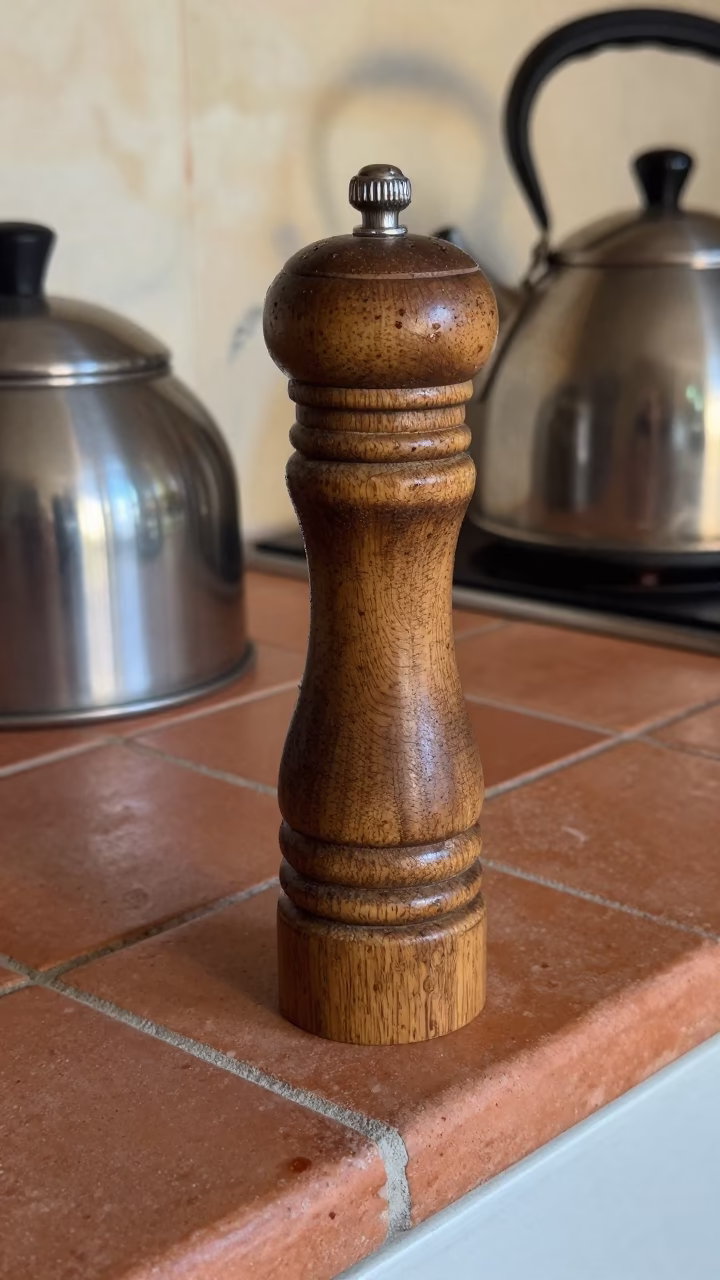 Dark Wooden Pepper Mill in Florence in in Florence, Italy