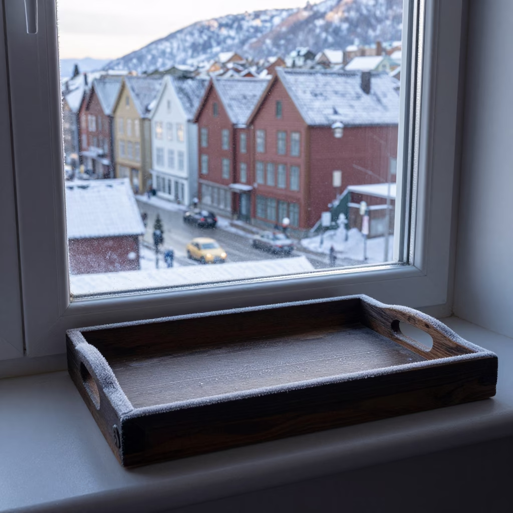Dark Wooden Tray in Bergen in in Bergen, Norway