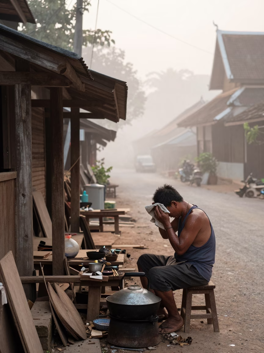 Dawn Activity in Luang Prabang in in Luang Prabang, Laos