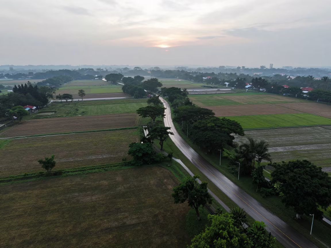 Dawn Aerial View of Singapore Country Lanes in near Little India, Singapore