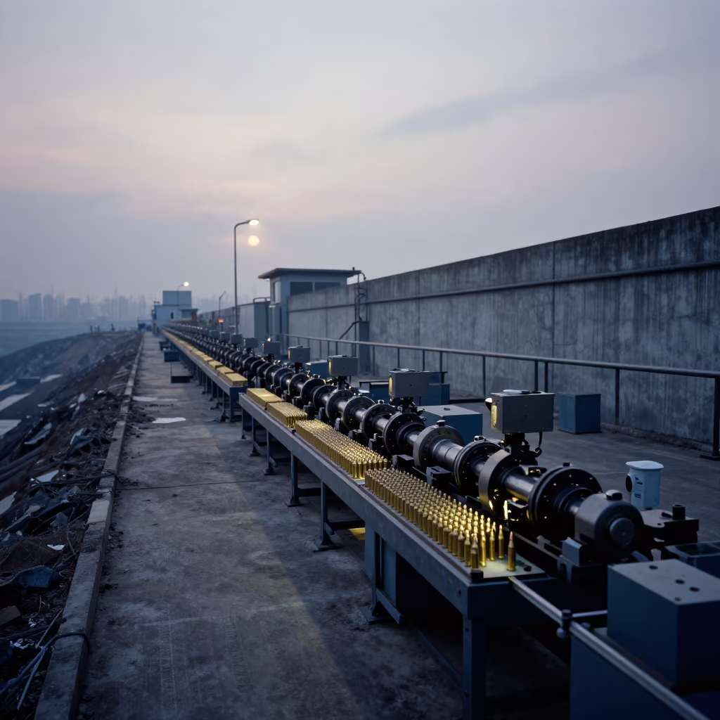 Dawn Assembly Line Brass Cases Factory in on a quarry ledge near Suzhou