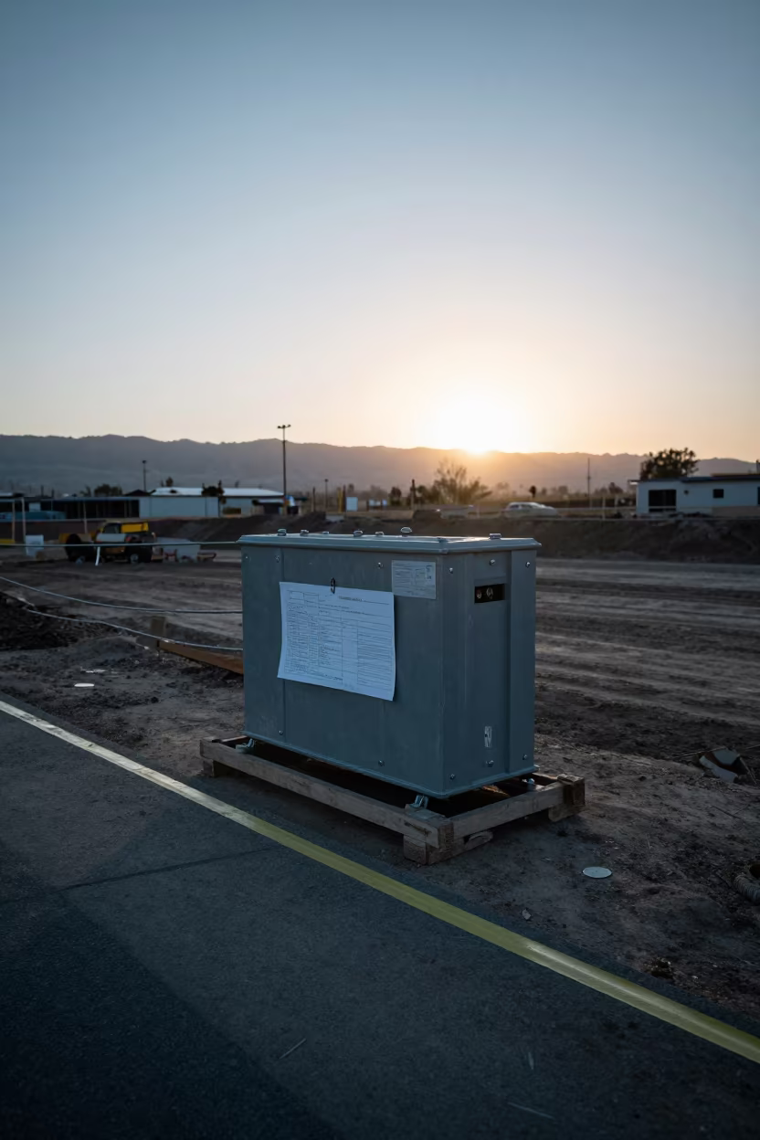 Dawn Barricade Light at California Excavation in inside a taped-off excavation edge in California