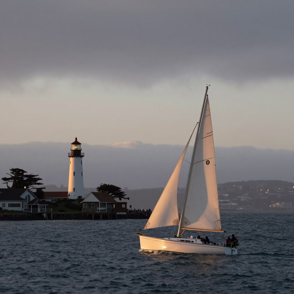 Dawn Bay in San Francisco at Nautical Dawn Light in in San Francisco, California, United States