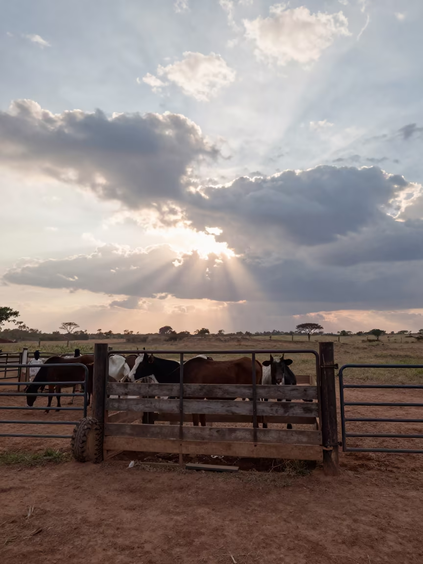 Dawn Branding Chute Bahia Ranch Steel Wood in inside a ranch corral in Bahia